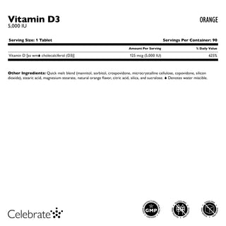 Vitamin D3 125mcg (5.000 IU), Quick-Melt, Orange