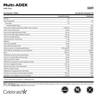 60mg Demir Çiğnenebilir, Grape ile Multi-ADEK Vitamin 