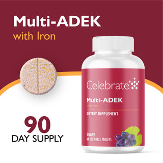 Multi-ADEK Vitamin with 60mg Iron, Chewable, Grape